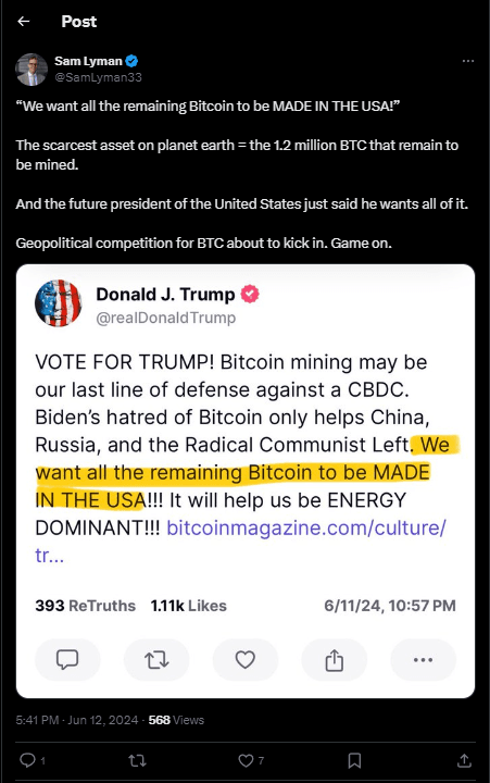 Donald Trump Praise BTC As Strategic Reserve Asset For The US 2 crypto news