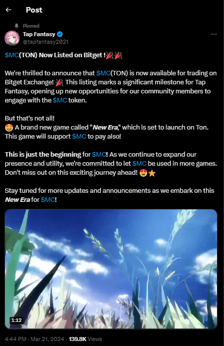 New Free Tap Fantasy Crypto: Introduction $MC Token 4 crypto news