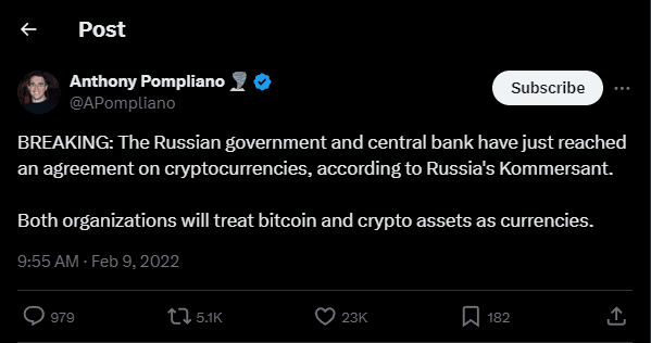Russia Legalized Bitcoin: BTC Bull run Soon? 3 crypto news