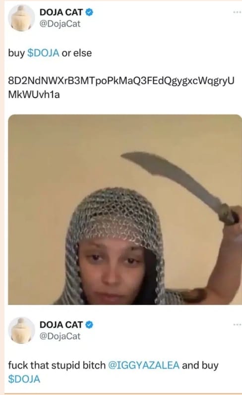 Crypto Celebrities: DOJA Cat's Account Hacked to Promote Fake Coin! 4 crypto news