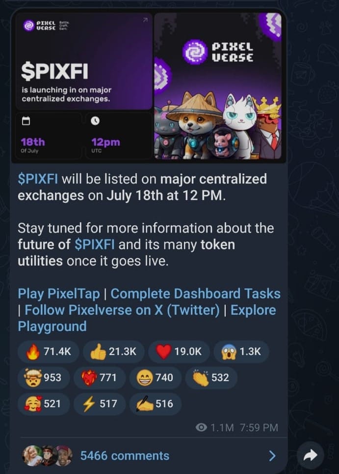 Pixelverse Listing Date On July 18. Will Telegram Gamers Get An Airdrop? 3 crypto news