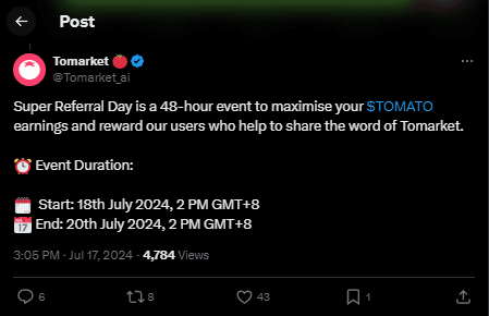 Tomarket Bot Super Referral Day: Refer Friends, Earn Rewards 3 crypto news