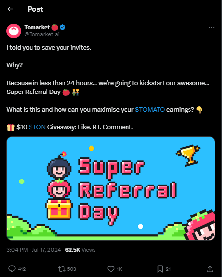Tomarket Bot Super Referral Day: Refer Friends, Earn Rewards 2 crypto news