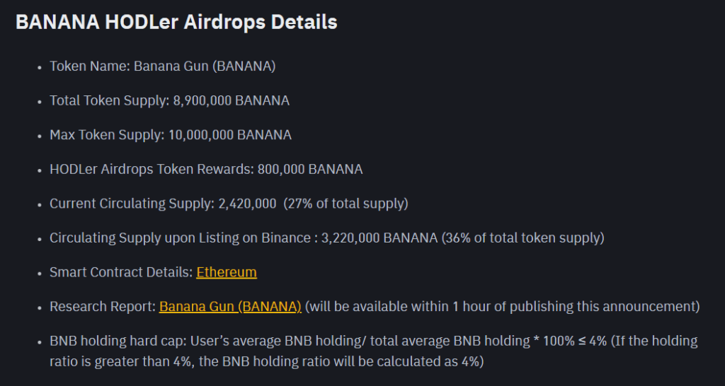 Banana Gun $BANANA Token Airdrop: Binance's First Free HODLer Airdrop! 2 crypto news