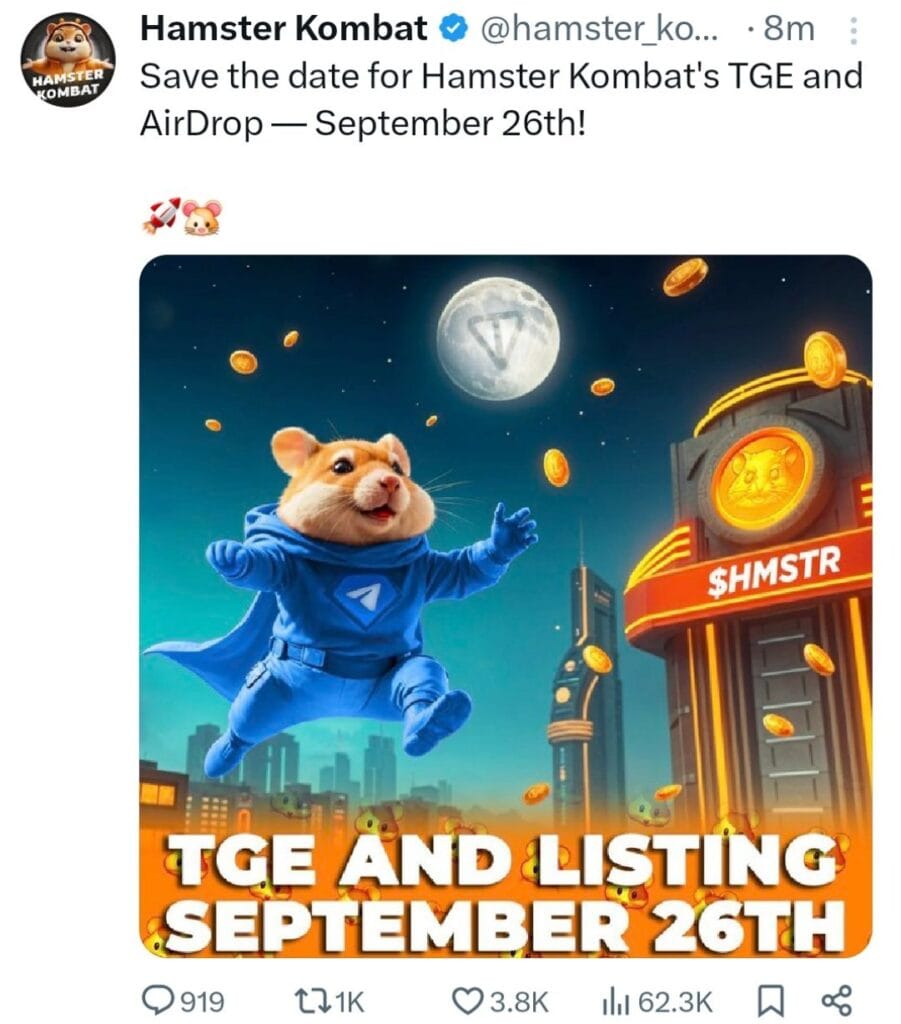Hamster Kombat Listing Date Announced as 26th September: The Countdown Begins 2 crypto news