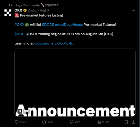 DOGS Listing Price Revealed! 1 DOGS = $0.02 or Above? 2 crypto news