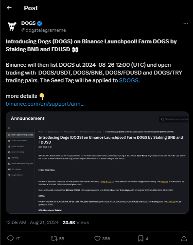 DOGS on Binance Launchpool: Earn Upto 20000 $DOGS on Binance 2 crypto news
