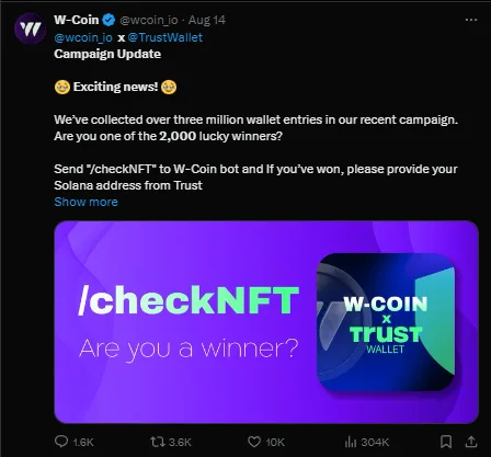 W-Coin Listing Date: Mine Your Coins Before Upcoming Listing on September 15th? 3 crypto news