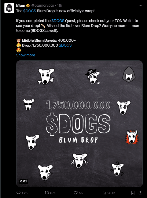 Blum Crypto Surprise: Check Your Wallet for $Dogs 2 crypto news