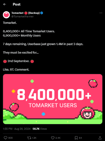 Tomarket Airdrop: What to Expect on September 2nd? 3 crypto news