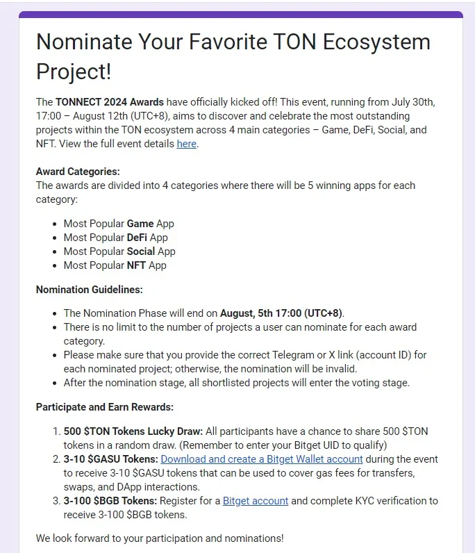 How to Nominate TG Telegram Game to Win TONNECT 2024 Awards? 5 crypto news