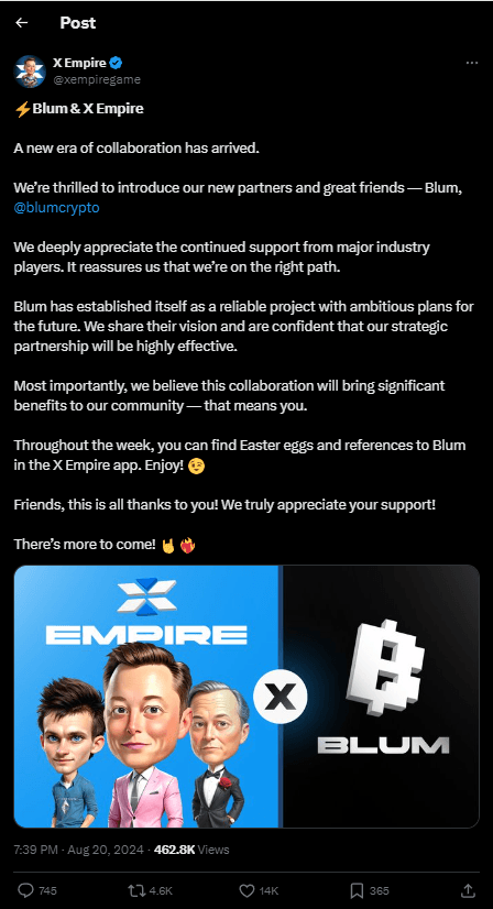 Blum Airdrop: Get X Empires 0.8% Future Airdrop in Blum Tasks 3 crypto news