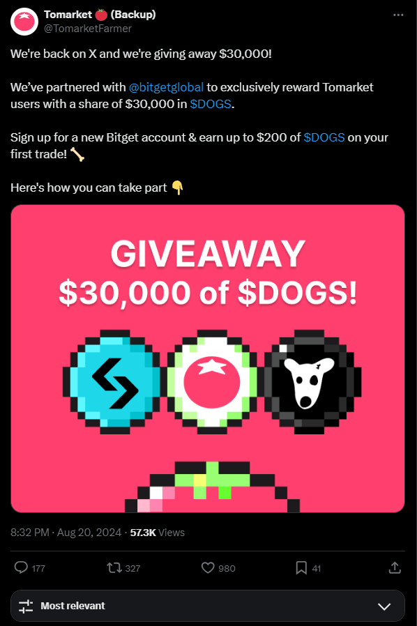 Get Rich Quick: Tomarket's $30000 $DOGS Giveaway is Your Ticket! 2 crypto news