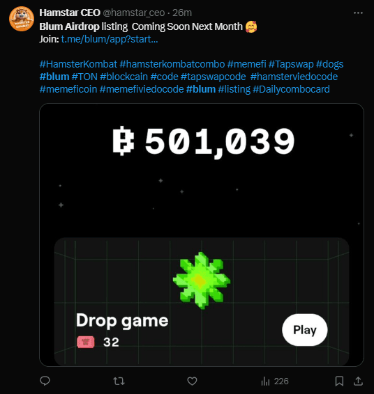 Blum Listing Date, Price Prediction & Airdrop Size Before 30th September 3 crypto news