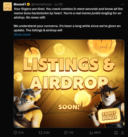 Memefi Listing Date: Earn $Memefi Tokens Before September? 3 crypto news