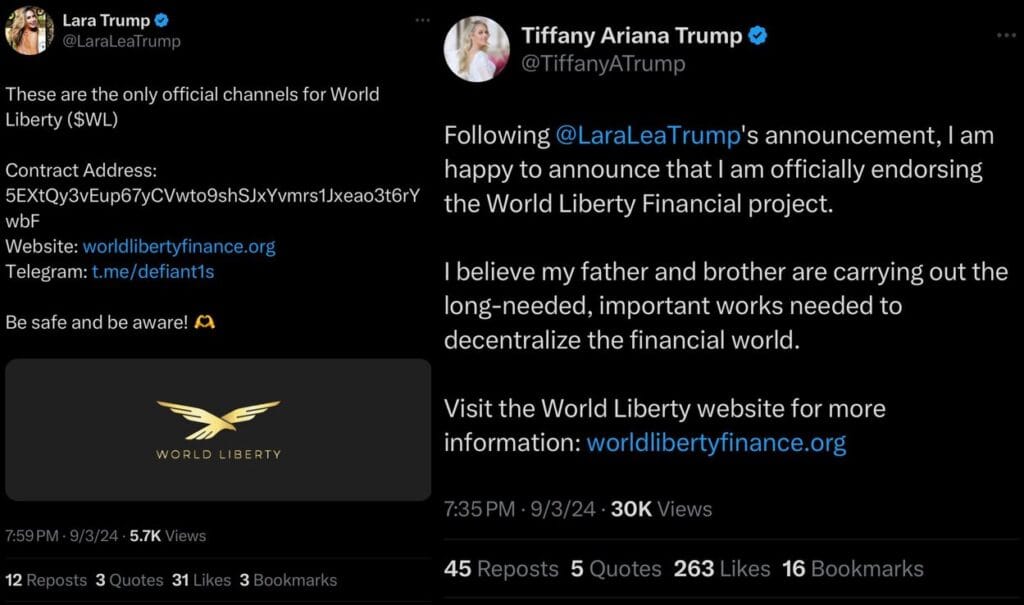 Trump Family X Hacked on 3rd September! Lara and Tiffany Trump X Used in Crypto Scam? 2 crypto news