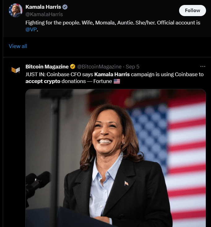 Donald Trump Taps Elon Musk to Lead Task Force as Harris Accepts Crypto Donations: A 2024 Presidential Showdown 4 crypto news