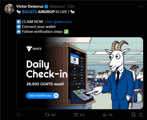 Goats Airdrop Listing Date Confirmed: Claim Your Free $GOATS Before September 15th 3 crypto news