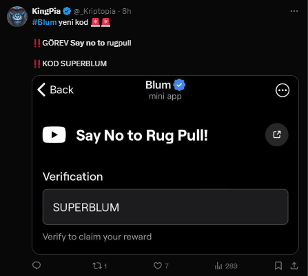 Say No to Rug Pull BLUM Code: Guide for Your Free $BLUM! 3 crypto news