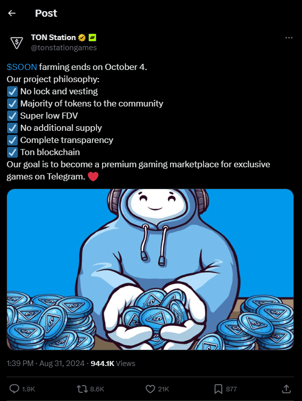 TON Station Airdrop: Grab Free $SOON Tokens Before Oct 4 2 crypto news