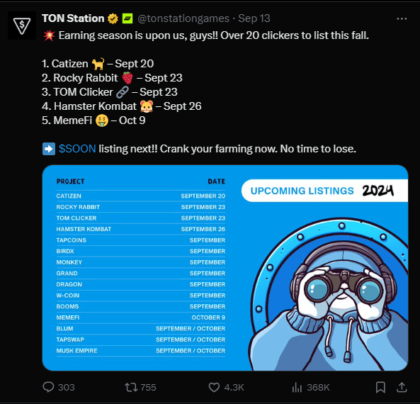 TON Station Airdrop: Grab Free $SOON Tokens Before Oct 4 4 crypto news