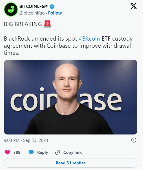 Bitcoin ETF News: BlackRock Demands Withdrawals Within-12-Hour 4 crypto news