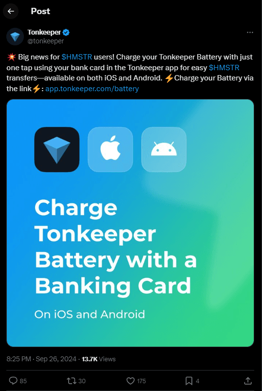 Tonkeeper: Now Accept $HMSTR for $TON Transfer Fees 2 crypto news