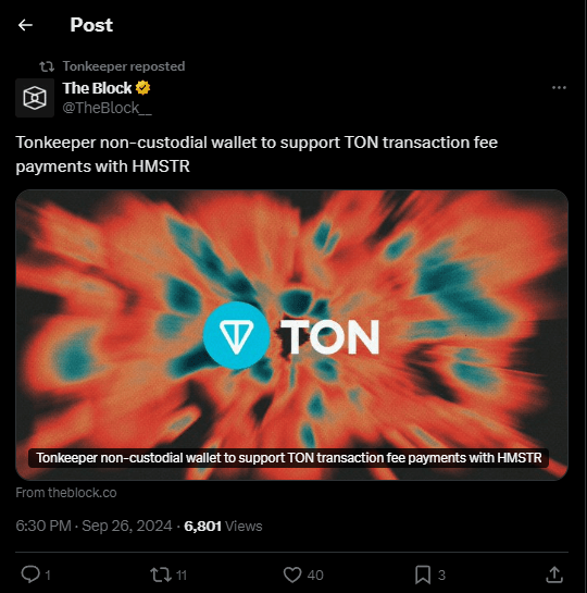 Tonkeeper: Now Accept $HMSTR for $TON Transfer Fees 3 crypto news