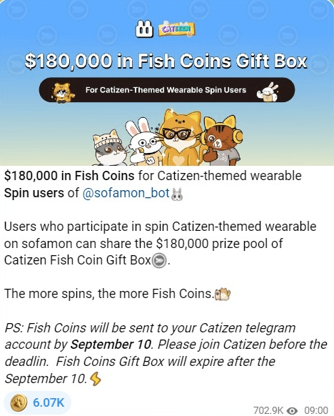 Catizen Airdrop Listing Sep 21st: Get Ready for a Pre-Launch Bonanza! 5 crypto news
