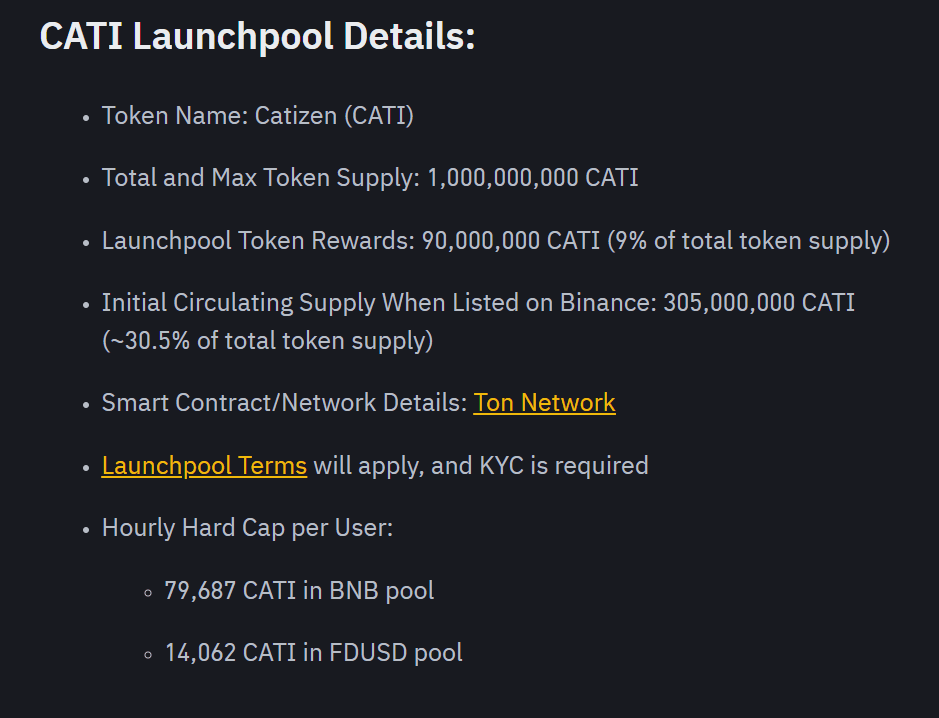 CATI Binance Launchpool 59th Binance launchpool Project. Farm CATI by Locking BNB and FDUSD! 2 crypto news