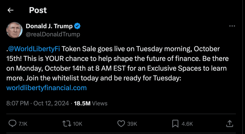 WLFI Crypto Price Soars as Trump’s DeFi Token Launch Attracts 2,900 Investors 3 crypto news