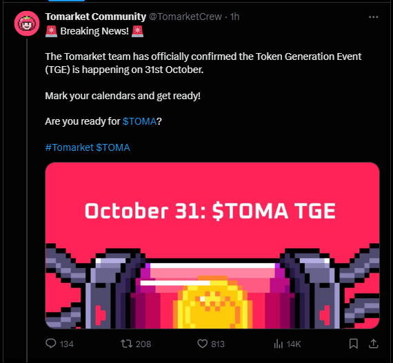 TOMATO Coin Price Prediction: Tomarket Listing Officialy Confirmed on 31st Oct 2 crypto news