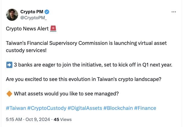 Taiwan Launch Crypto Custody Program: A Bold Step Into 2025’s Digital Future! 2 crypto news