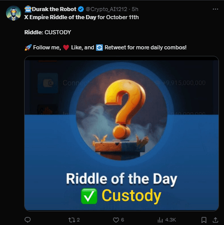 X Empire Riddle of the Day: Unlock Your 11th October Reward 3 crypto news
