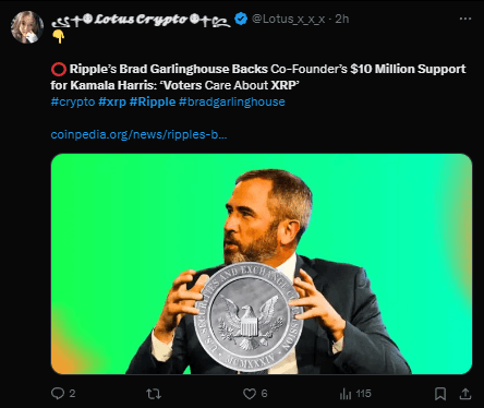 Ripple CEO Brad Garlinghouse Backs Kamala Harris with $10 Million Support: What It Means for XRP Voters? 3 crypto news