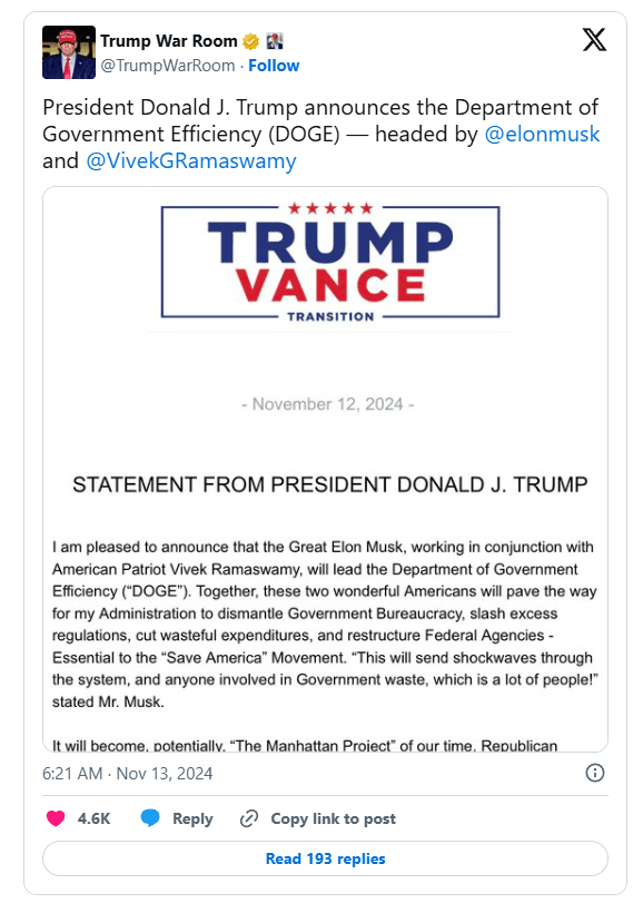 Trump’s D.O.G.E. Led by Musk and Ramaswamy: A New Era of Reduced Bureaucracy! 3 crypto news