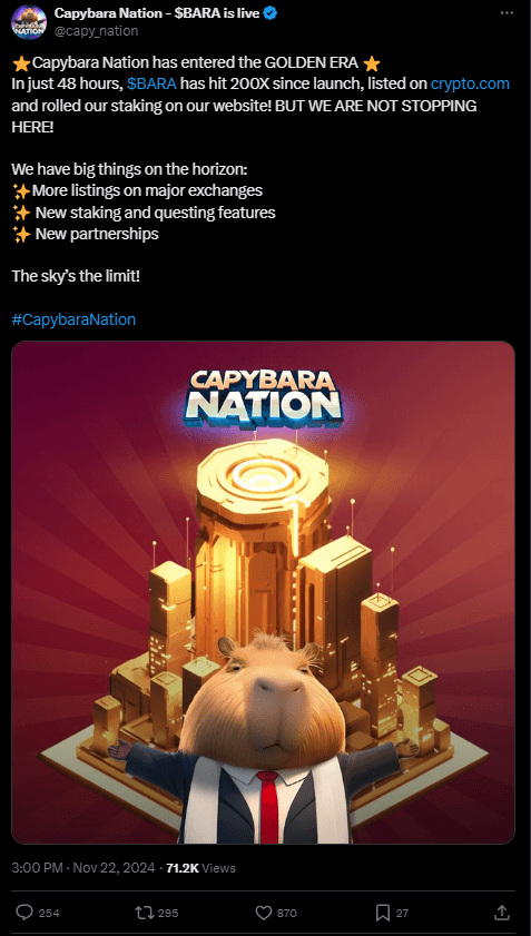 Capybara Nation’s $1.3 Billion Surge: Insights and Price Prediction 4 crypto news