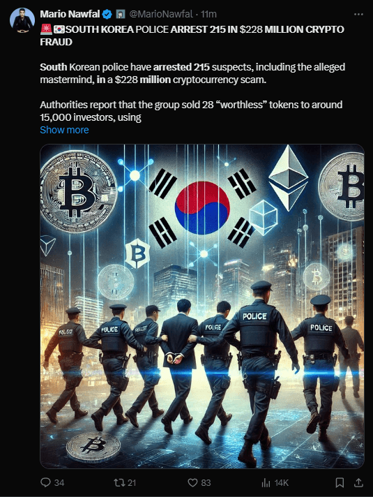 South Korea Arrests 215 in $232 Million Crypto Fraud Operation 2 crypto news