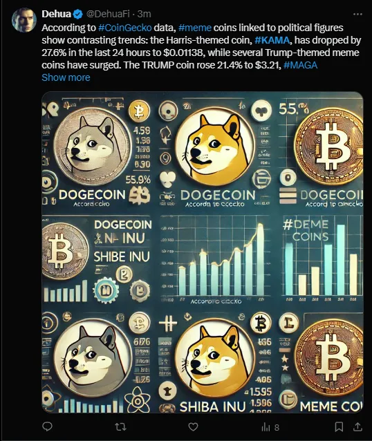 KAMA Memecoin Plummets 25% as U.S. Election Looms – What's Next? 2 crypto news