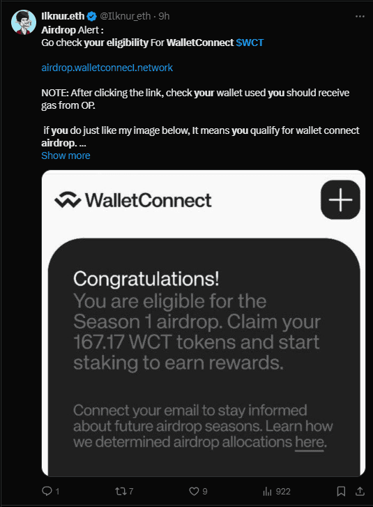 WCT Airdrop Eligibility: WalletConnect’s New Tool Helps You Confirm Your Qualification 3 crypto news