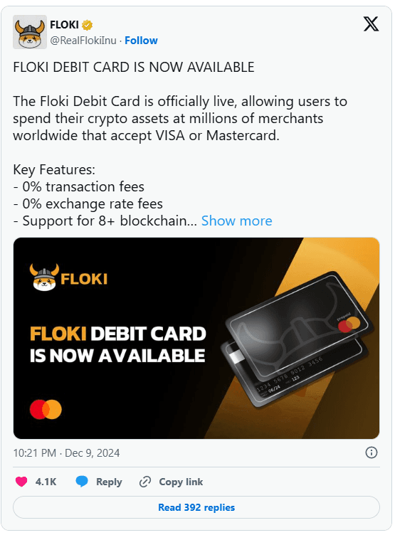 Floki Inu Launches Crypto Debit Card with Mastercard: No Fees, Global Access 2 crypto news