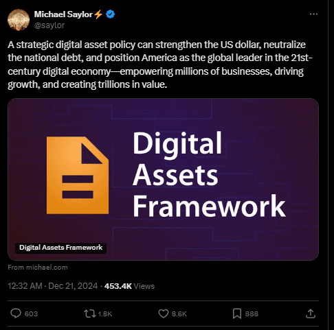 Michael Saylor's Bold Vision: A Crypto Framework to Transform the US Economy 2024 2 crypto news