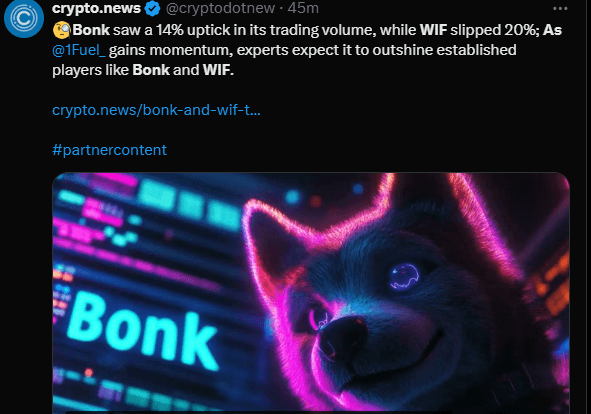 BONK and WIF Struggle Amid Sell-Off Pressure As LNEX Skyrockets 308% 2 crypto news