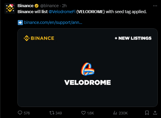 Binance to List Velodrome Crypto (VELO) – Don’t Miss the Big Launch on 2024-12-13! 2 Velodrome Crypto
