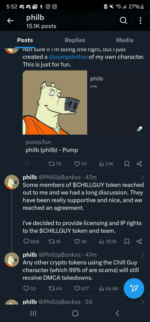 Chill Guy Crypto Fell Apart Violating IP Rights, Crashed 45% in 30 Minutes 3 crypto news