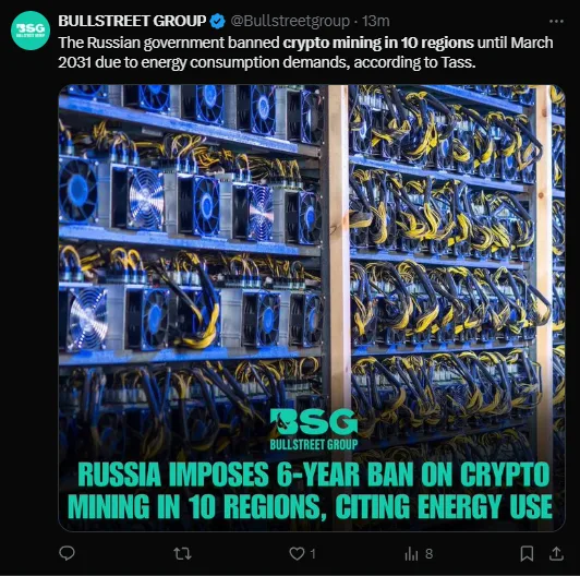 Russia Bans Crypto Mining