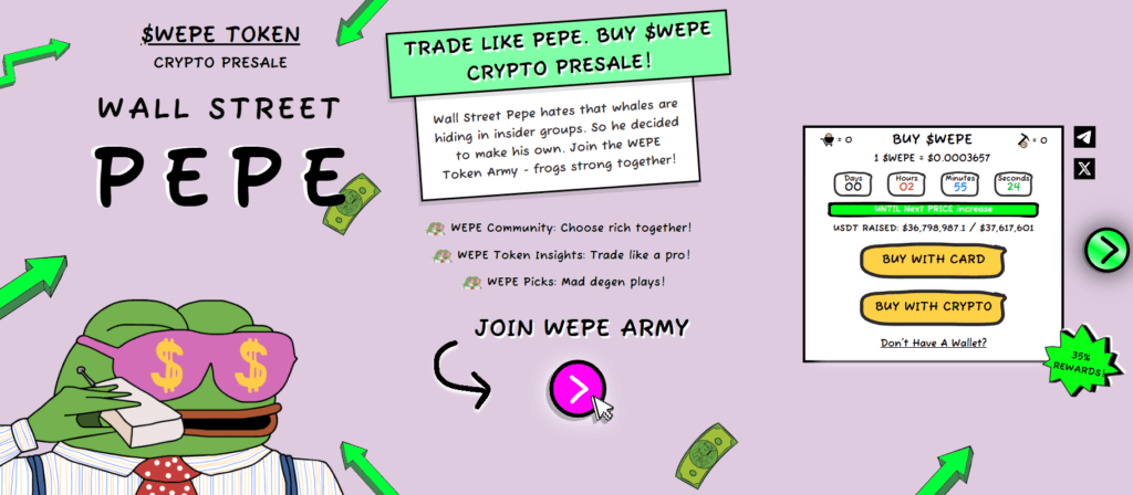 Wall Street Pepe Goes Viral: Record-Breaking $2M Daily Presale 2 Wall Street Pepe