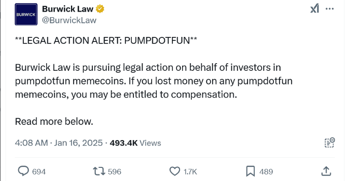 Law Firm Takes Legal Action Against Pump. fun: What Investors Need To Know 2 crypto news
