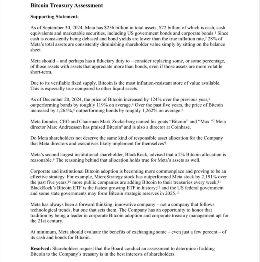 Will Meta Embrace Bitcoin? A Bold Proposal to Transform its Treasury Strategy 2 crypto news