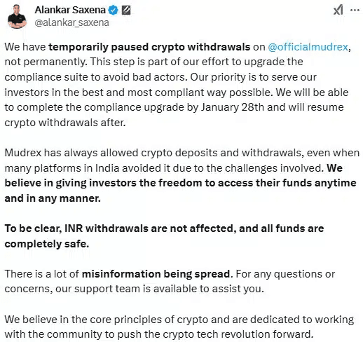 Mudrex Halts Crypto Withdrawals: Is a Major Compliance Upgrade the Real Reason? 2 crypto news